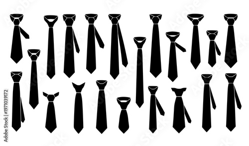 Classic and Modern Tie Silhouette Vector Set Mens Fashion Accessory Collection