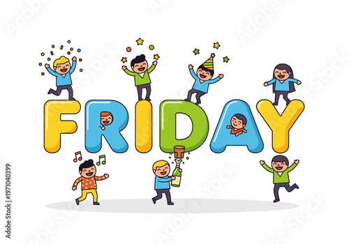 Happy People Celebrating the Arrival of Friday with Joyful Activities and Festivities