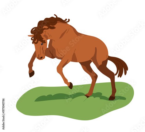 Horse in active dynamic action pose, movement. Equine animal emotion. Thoroug...