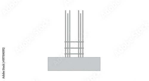 Reinforced Concrete Foundation with Steel Rebar Cage Technical Illustration for Structural Engineering and Construction Projects