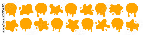Collection of splatter sauce shape, paint, ink splatters vector illustration