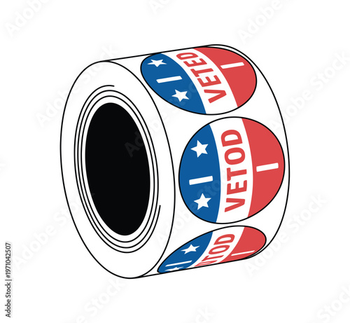A roll of 'I Voted' stickers is presented in an isolated studio shot against a white background, representing civic participation and democratic engagement.