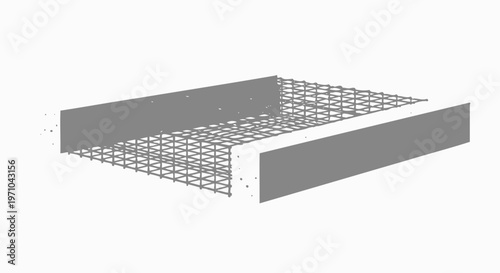 3D Illustration of Reinforced Concrete Beam with Steel Rebar Mesh Grid for Construction and Engineering