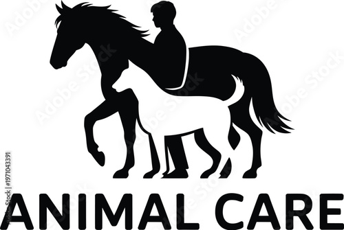 A logo for animal care featuring a horse and pony