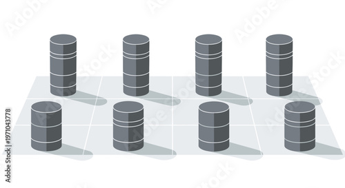 Minimalist Database Icon Grid Illustration for Big Data, Cloud Computing, and Server Infrastructure Concepts
