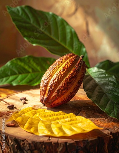 Cacao Beans and Nibs Flat Lay with Copy Space