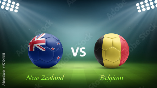 New Zealand vs Belgium soccer scoreboard broadcast for soccer tournament 2026