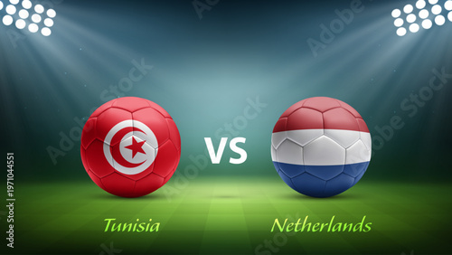 Tunisia vs Netherlands soccer scoreboard broadcast for soccer tournament 2026