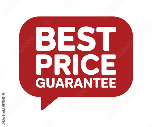 A red speech bubble with the words best price guarantee