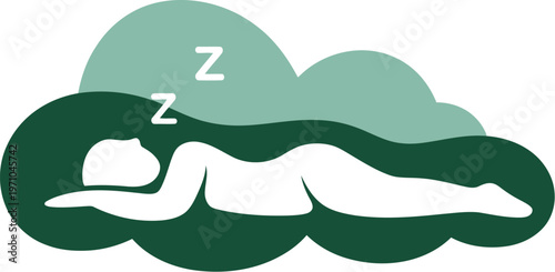 A person peacefully sleeping on a cloud with a serene expression