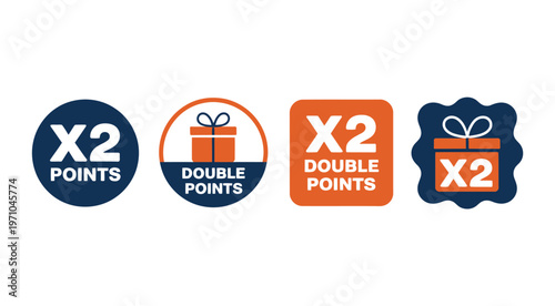 A graphic illustration of four different X2 double points icons