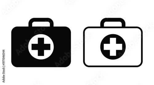Two medical first aid kits with cross symbols on them