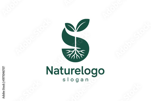 A green Naturelogo emblem with a plant growing out of it
