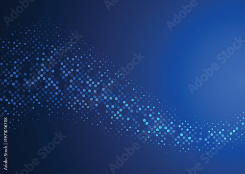 Abstract technology background with glowing blue particle wave. Vector illustration.