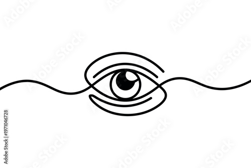 A minimalist line drawing of an eye with a wavy line