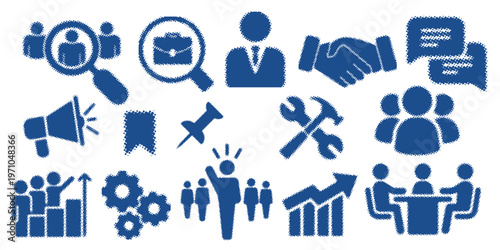 Best Job Candidate Selection Icons Set with Halftone Style
