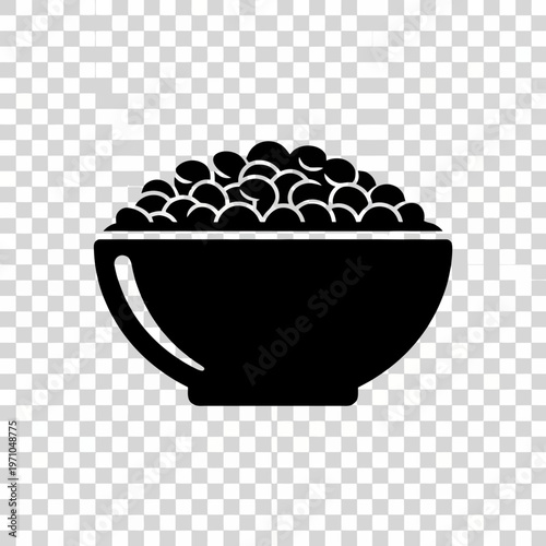 Bowl of Peas Silhouette: A striking silhouette of a bowl overflowing with fresh peas, a simple yet elegant representation of a staple ingredient.