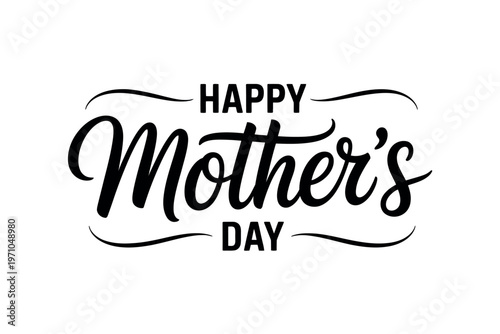 A Happy Mother's Day message in elegant black typography on a white background