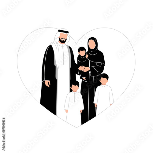 Arabian Family in Traditional Attire.