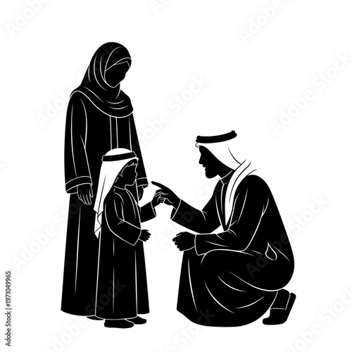Arabian man and child in traditional.