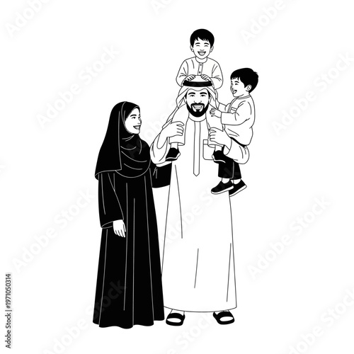 Middle Eastern family with small children.