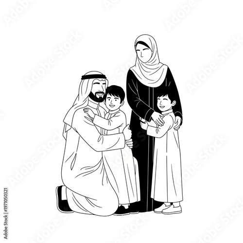 Middle Eastern family with small children.
