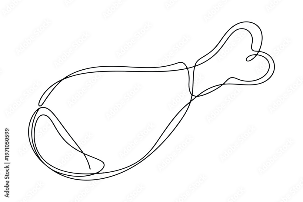 Obraz premium Black and white line of a ham leg line black and white meat pork food culinary