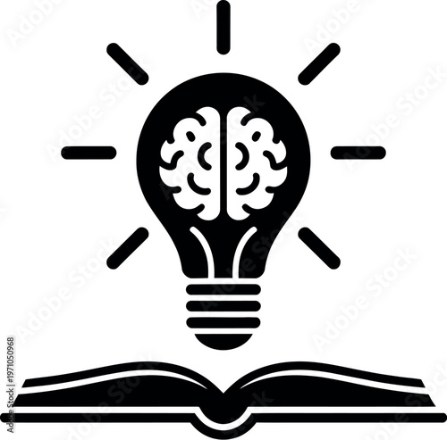 Book icons creativity editing education idea information innovation brain lamp training library light bulb open textbook clean thin illustration