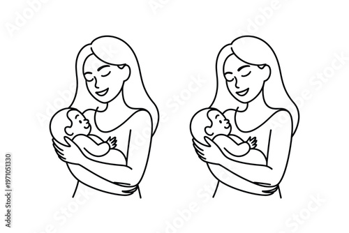 A mother tenderly holding her baby in a loving embrace