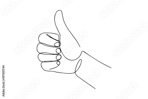 Black line of a hand giving thumbs up line black and white gesture