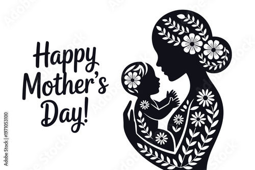 A mother and child celebrate Happy Mother's Day with love