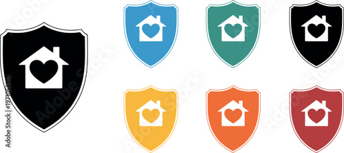 House heart logos love concept vector collection home symbol family care real estate design isolated white background