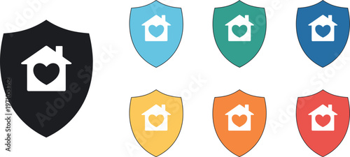 House heart logos love concept vector collection home symbol family care real estate design isolated white background