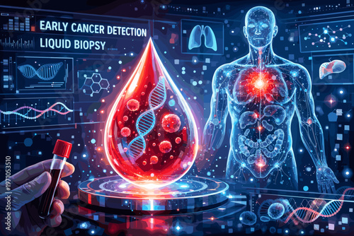 Liquid Biopsy and Early Cancer Detection Concept with Blood Analysis and Medical Technology
