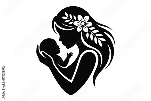 A mother tenderly holding her newborn baby in a loving embrace