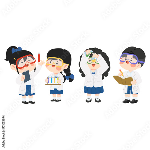 Children in Science Lab Coats Doing Experiments