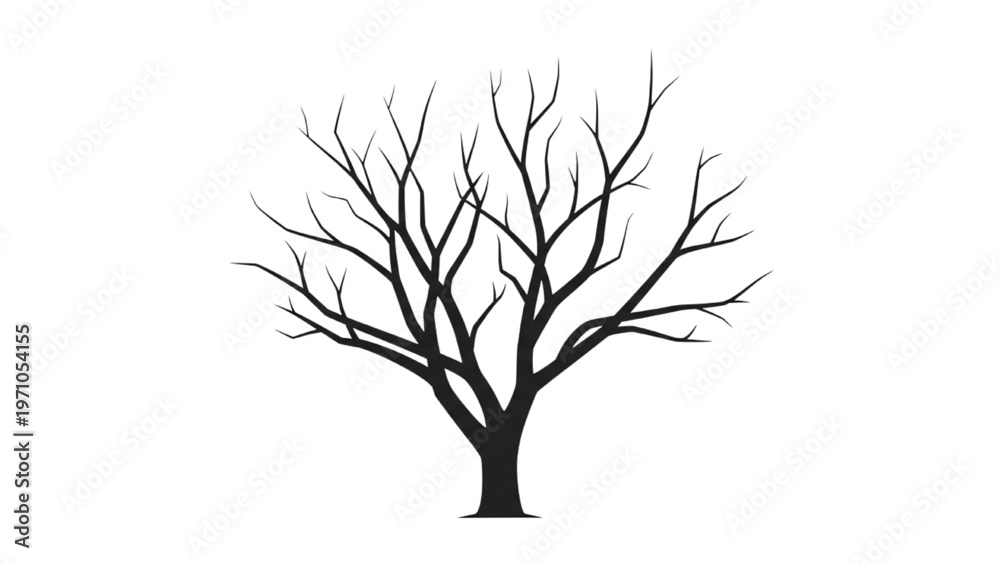 Obraz premium Vector CAD design illustration of a bare tree in landscape format