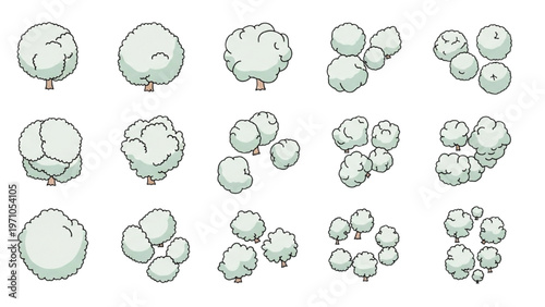 Various vector CAD design cotton balls in different sizes and arrangements