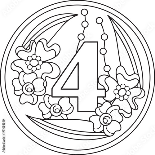 Black color number design and art numeral design 4