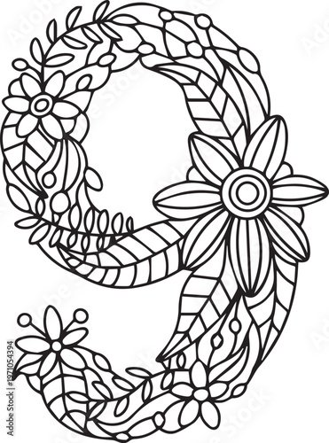 Beautiful English number design and style 9