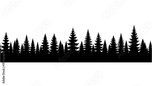 Vector CAD design of a dense forest with pine trees