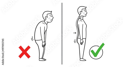 Correct Posture vs Poor Posture Illustration.