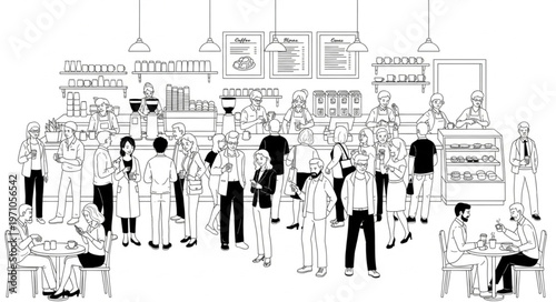 Crowd of people in a busy marketplace or store.