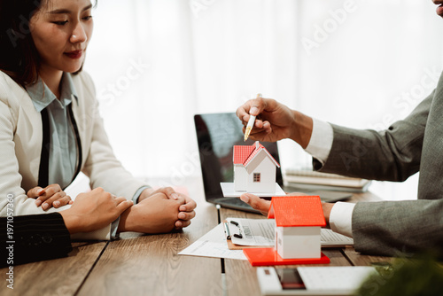 Real estate agents provide clients with a model home, along with mortgage agreements, loan agreements, lease agreements, and home purchase agreements, as well as home insurance policies.