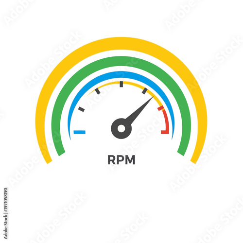 RPM gauge with colored zones.