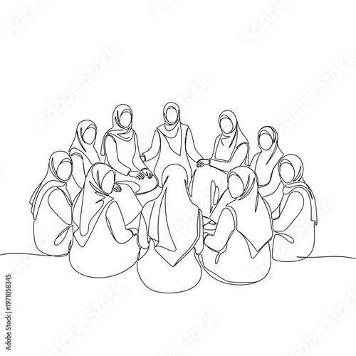 Group of Muslim women sitting together.