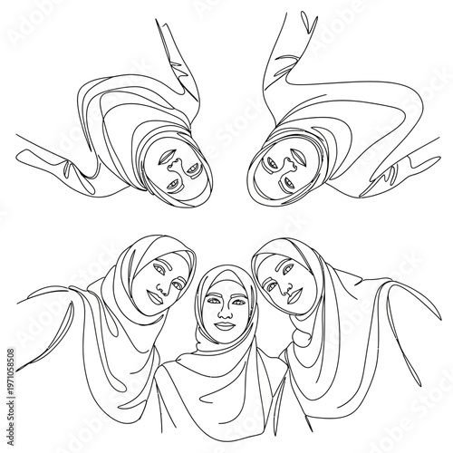 Group of women wearing headscarves together.