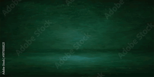 Green chalkboard background with vintage textured grunge style and dark aged wall design with chalk marks and blank space