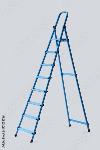 Blue stepladder on light ba...