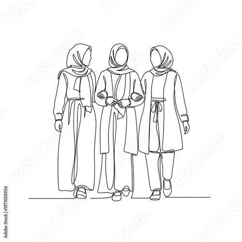 Three Women Wearing Headscarves Together.